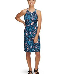 Patagonia Magnolia Spring Navy Blue Floral Jersey Knit Outdoor Dress Size XS